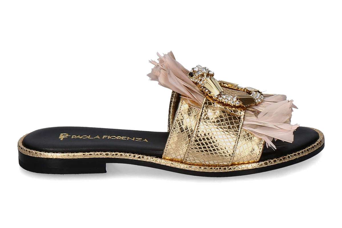 Paola Fiorenza Pantolette SNAKE SLIDER- gold