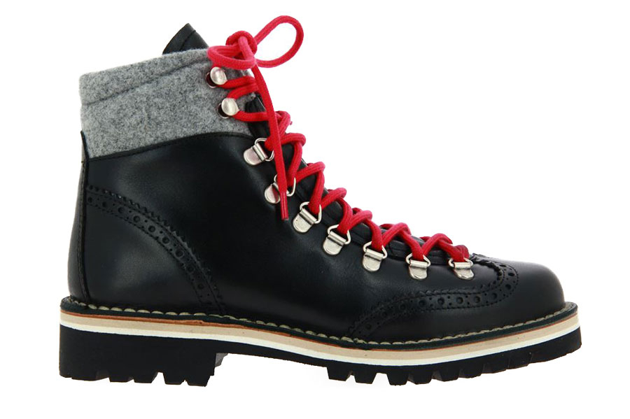 Dirndl + Bua Schnürstiefelette NAPPA LODEN SCHWARZ STEIN (37 )