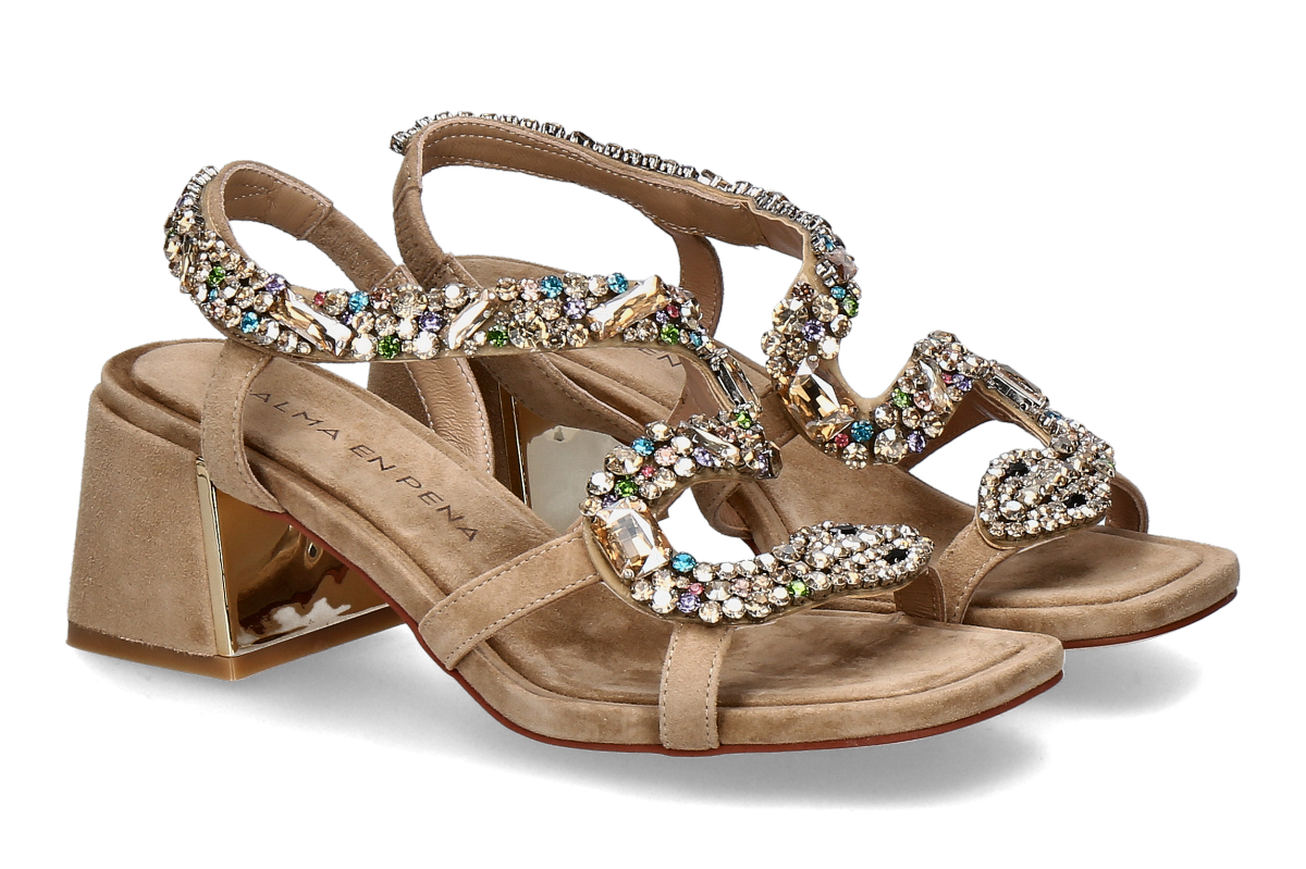 Alma en pena Sandalette SUEDE SNAKE- sand/ mehrfarbig