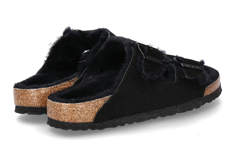 Birkenstock Pantolette gefüttert ARIZONA SCHMAL FUR BLACK (42)