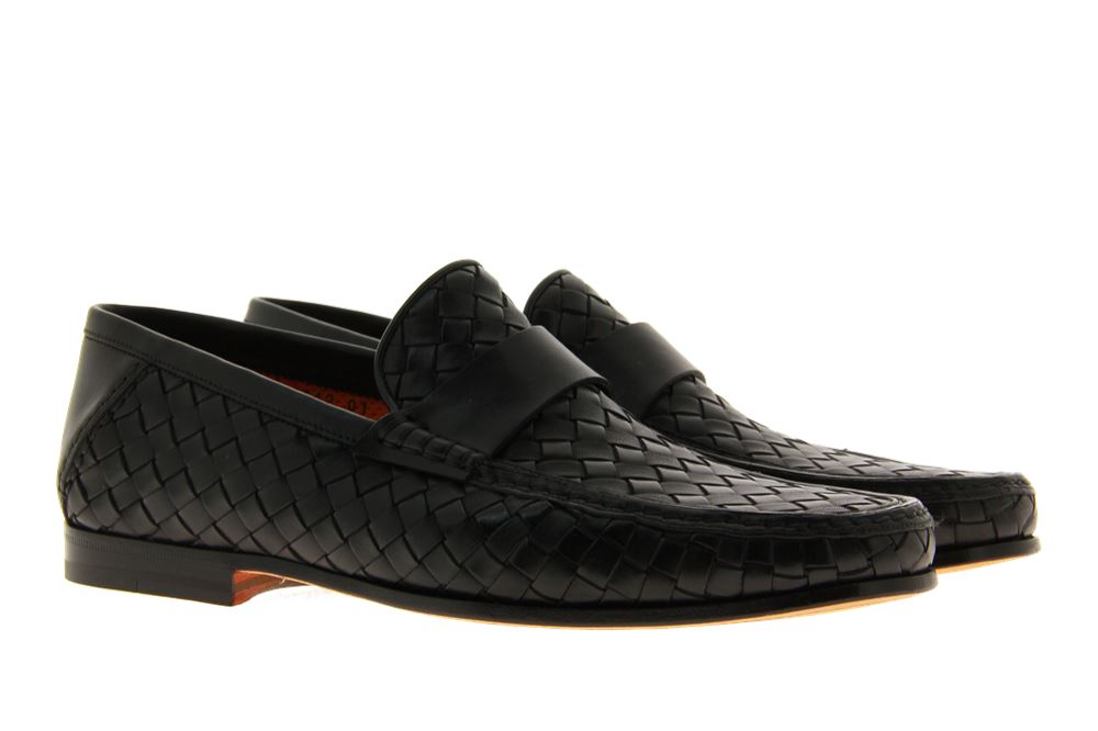 Santoni Slipper LEATHER BLACK (44)