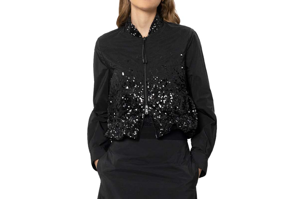 Luisa Cerano Pailletten-Taft-Blouson TAFFETA- schwarz/ black