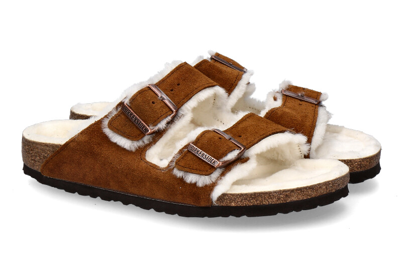 Birkenstock Pantolette ARIZONA FELL SCHMAL VELOURSLEDER MINK (38)