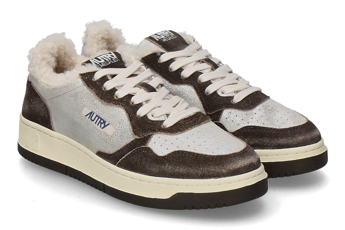 Autry Damen- Sneaker gefüttert SUEDE SHEARLING YB02- silver/ braun