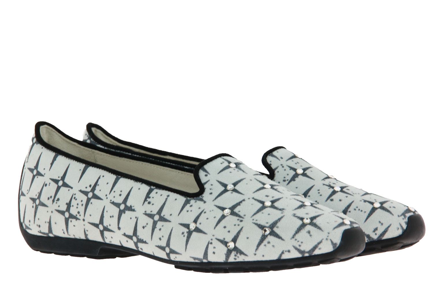 Mania Slipper CAMOSCIO BIANCO NERO SWAROVSKI  (39)