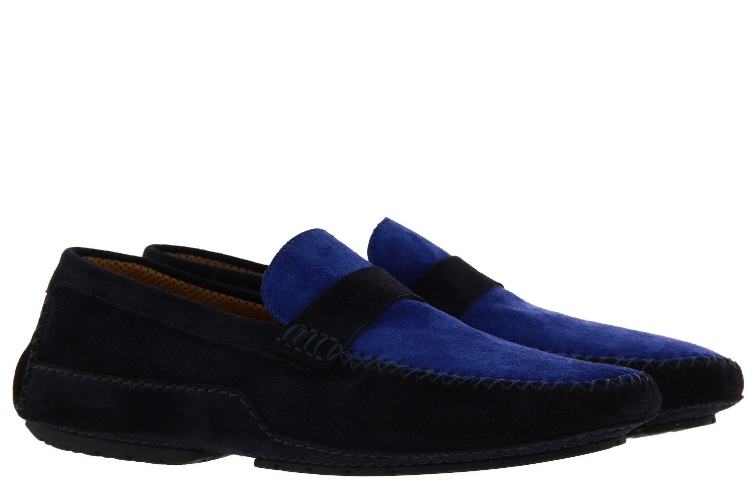 Moreschi Mokassin CAMOSCIO PERFORATO BLU SCURO (43½)