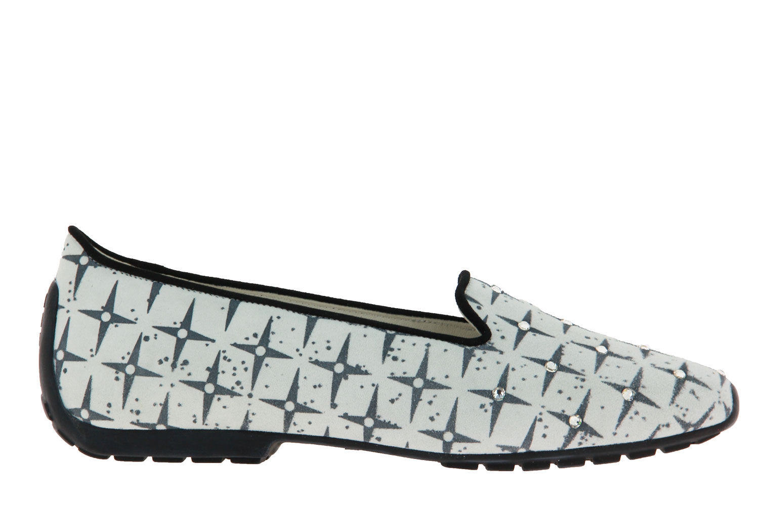 Mania Slipper CAMOSCIO BIANCO NERO SWAROVSKI  (39)