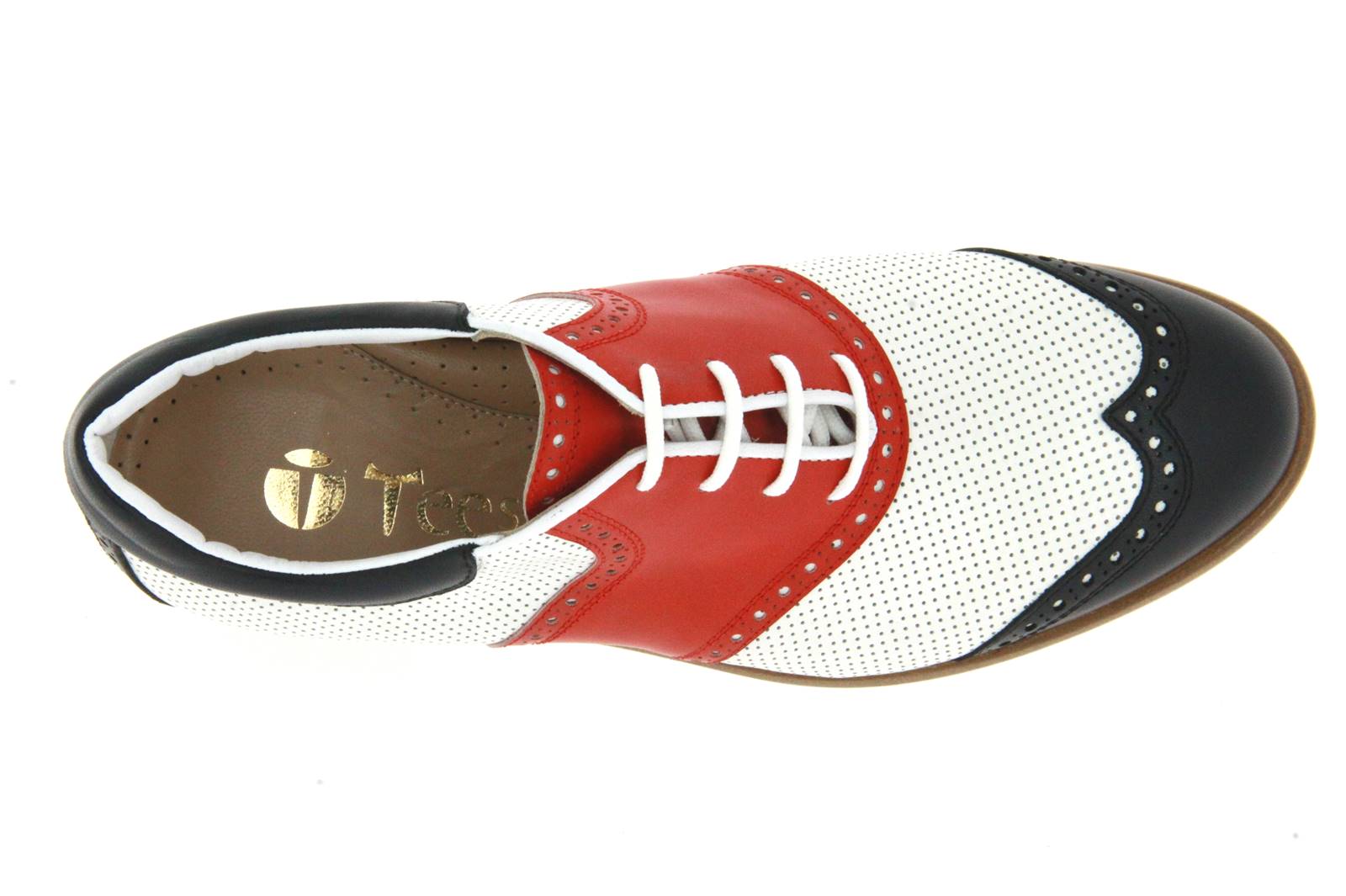Tee Golf Shoes Damen- Golfschuh SUSY PERFORATO BLU BIANCO ROSSO (41½)