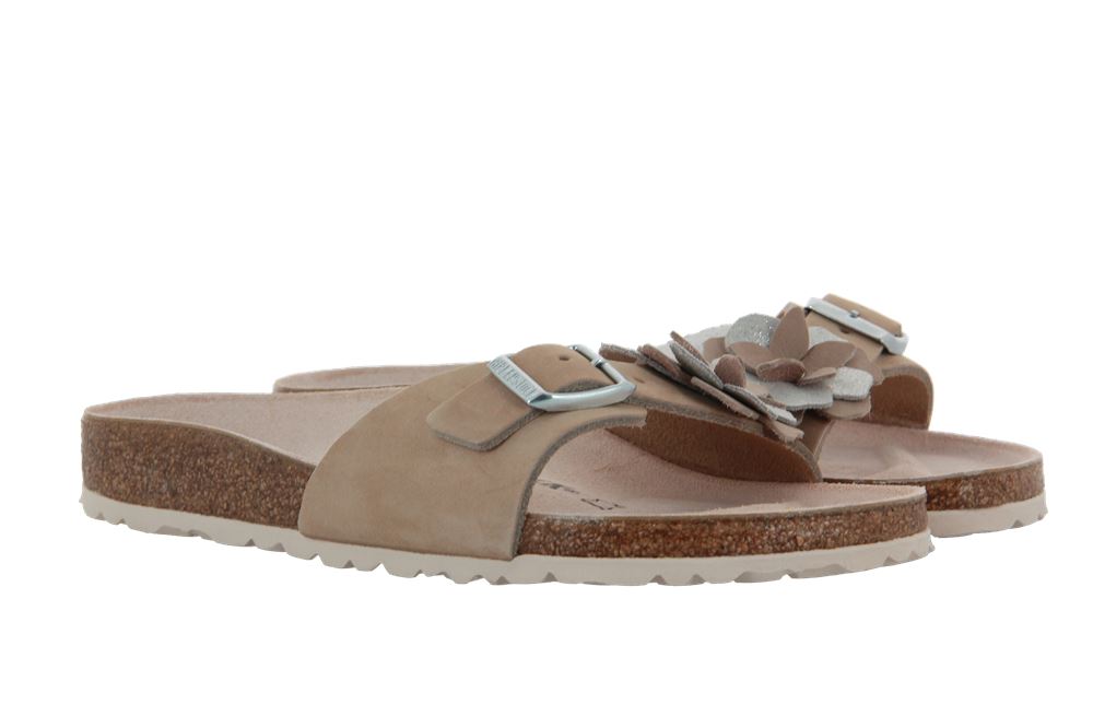 Birkenstock Pantolette MADRID FLOWER SCHMAL NATURLEDER NUDE (42)