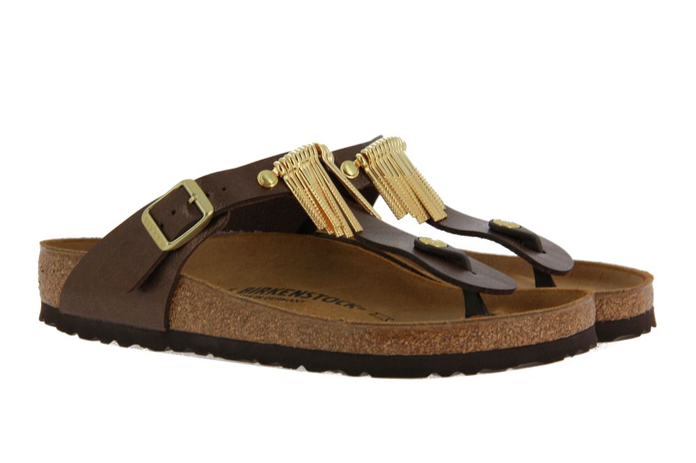 Birkenstock Pantolette GIZEH NORMAL FRINGE TOFFEE (41)