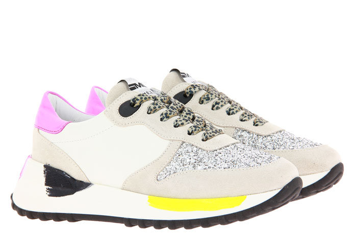 Meliné Sneaker GLITTER ARGENTO BIANCO PAINT FUXIA (39)