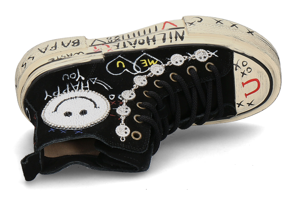 Nan-Ku Couture High Top Sneaker VELOUR- nero_232000174_5