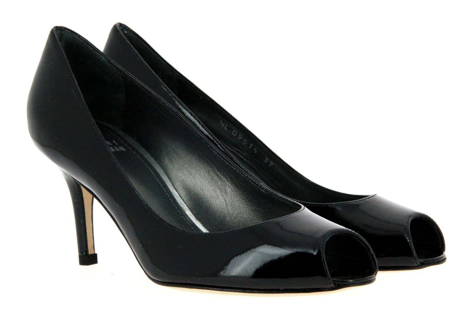 Stuart Weitzman Peeptoe POLLY BLACK PATENT (39½)