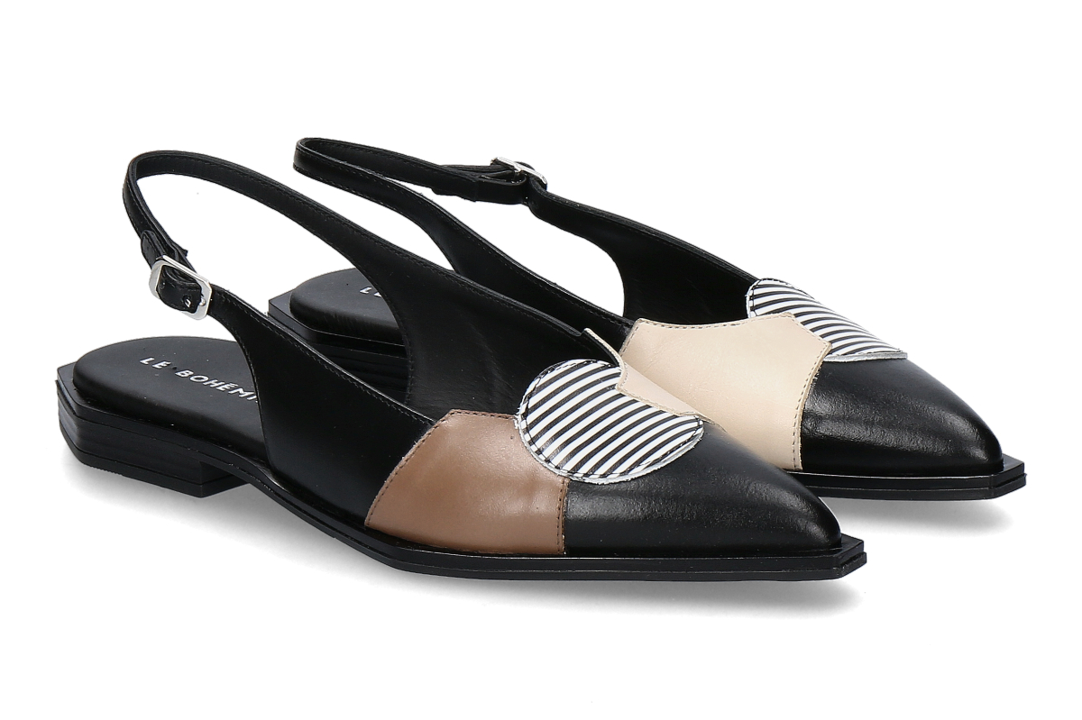 Le Bohémien Slingballerina P28 VITELLO- nero/ beige- schwarz