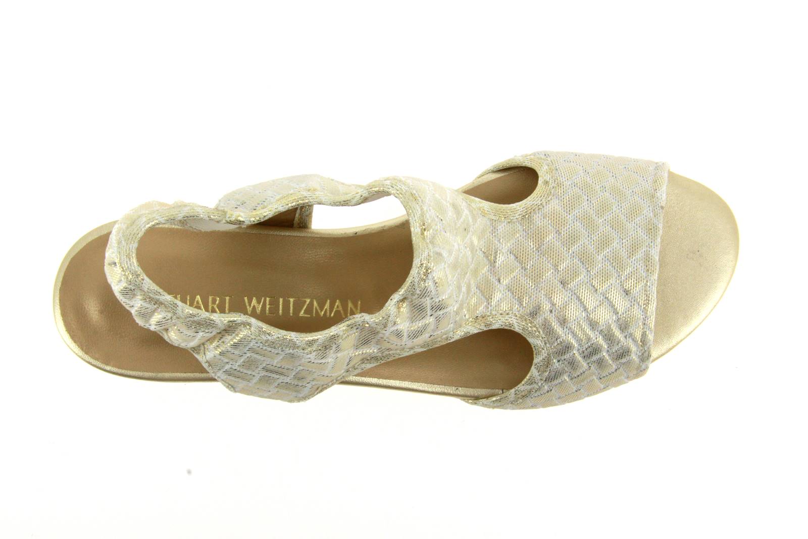 Stuart Weitzman Sandale GIVER PALE GOLD WEAVE STRETCH (36)