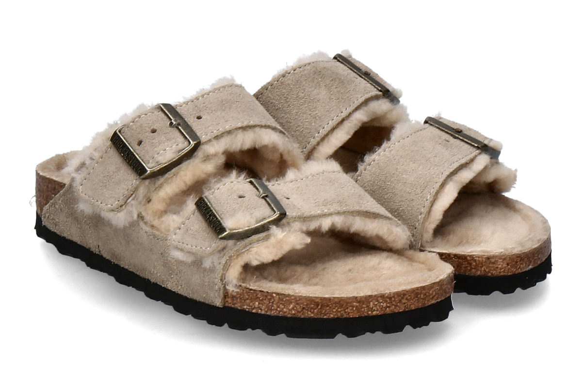 Birkenstock Damen- Pantolette gefüttert ARIZONA NORMAL SHEARLING- taupe/ beige