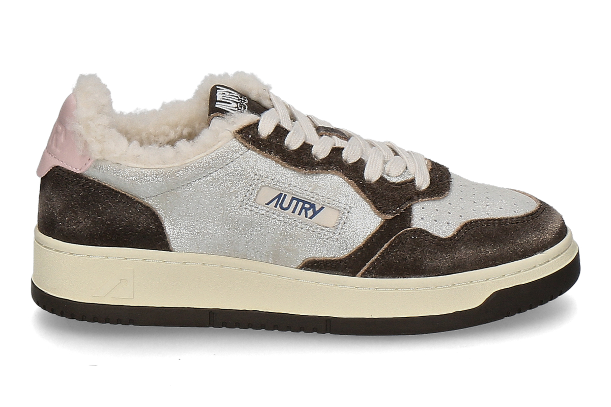 Autry Damen- Sneaker gefüttert SUEDE SHEARLING YB02- silver/ braun