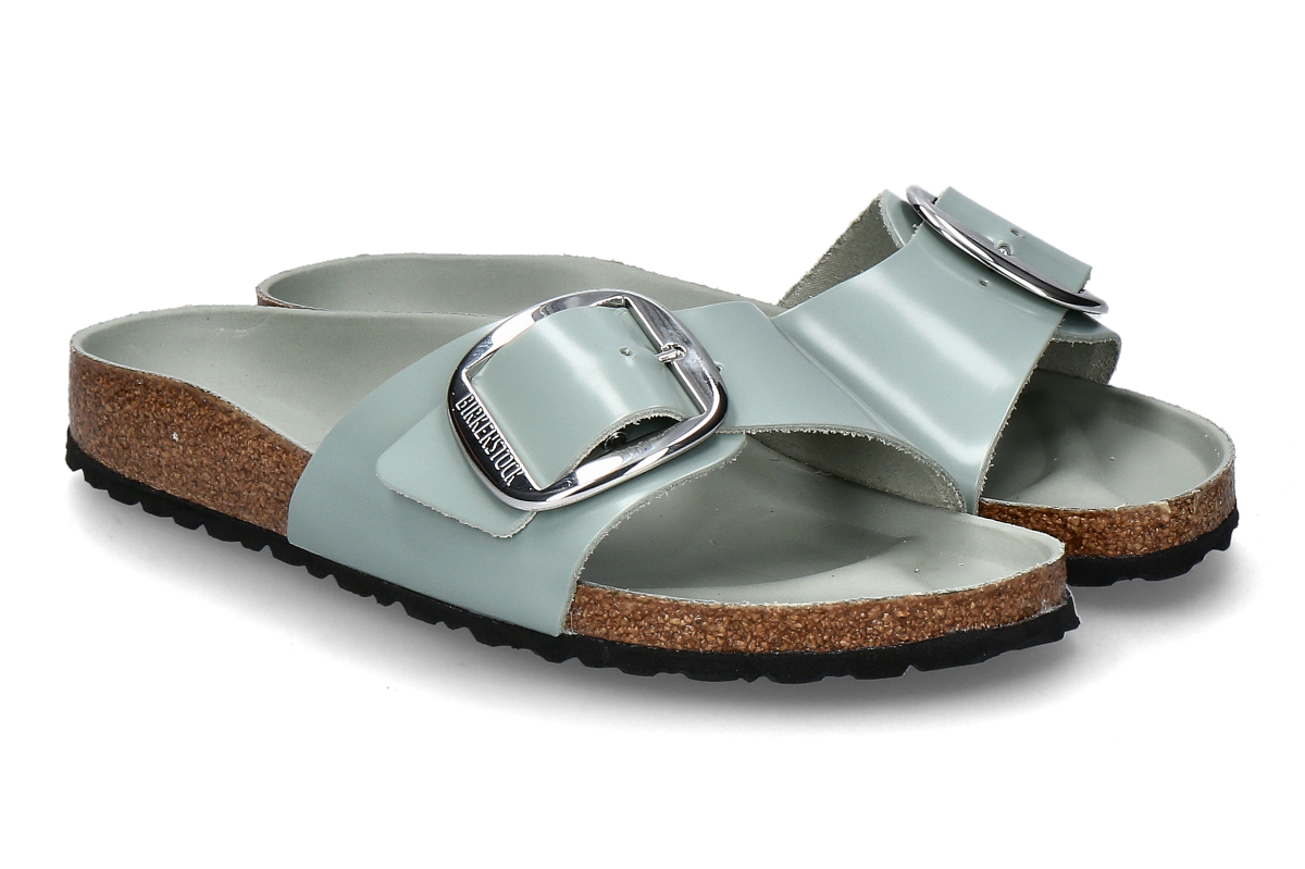 Birkenstock Damen- Pantolette MADRID SCHMAL BIG BUCKLE- grün/ high-shine pure sage