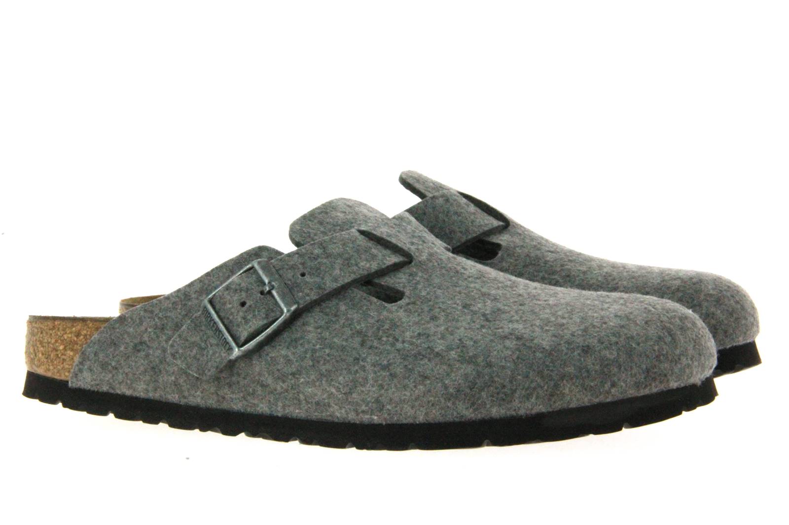 Birkenstock Clogs BOSTON SCHMAL WOLLE HELLGRAU (46)