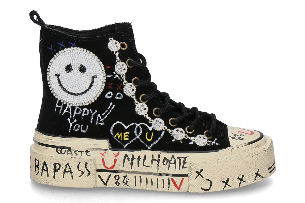 Nan-Ku Couture High Top Sneaker VELOUR- nero/ schwarz