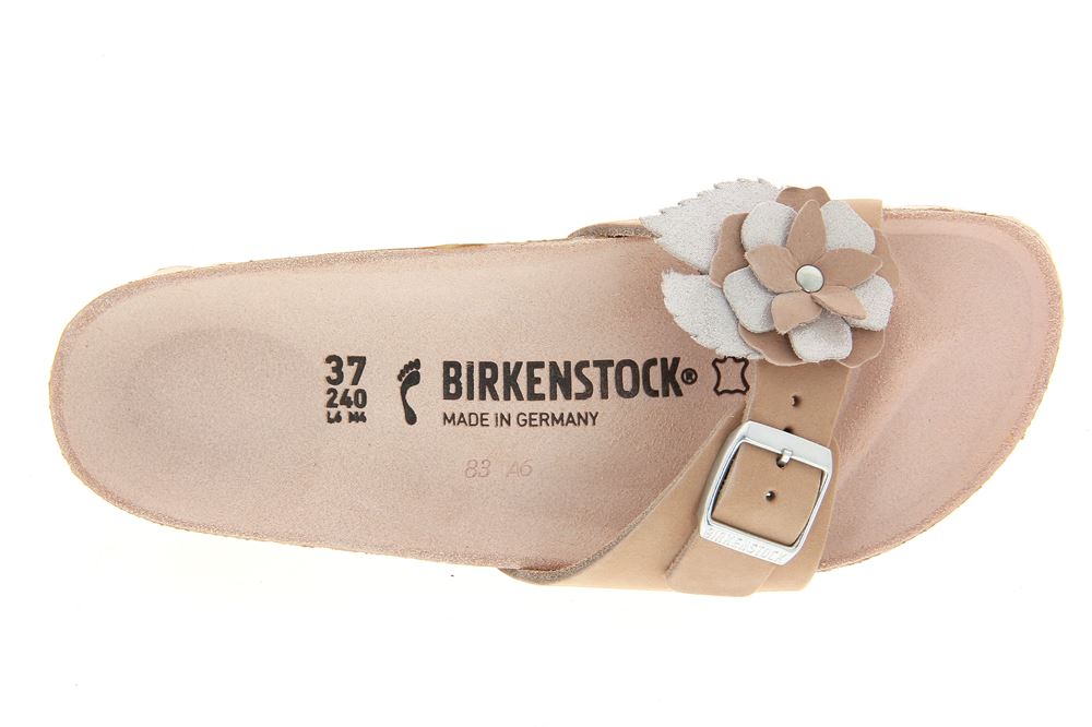 Birkenstock Pantolette MADRID FLOWER SCHMAL NATURLEDER NUDE (42)