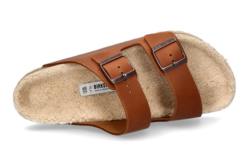 Birkenstock Pantolette gefüttert ARIZONA ANTIQUE PULL COGNAC (44)