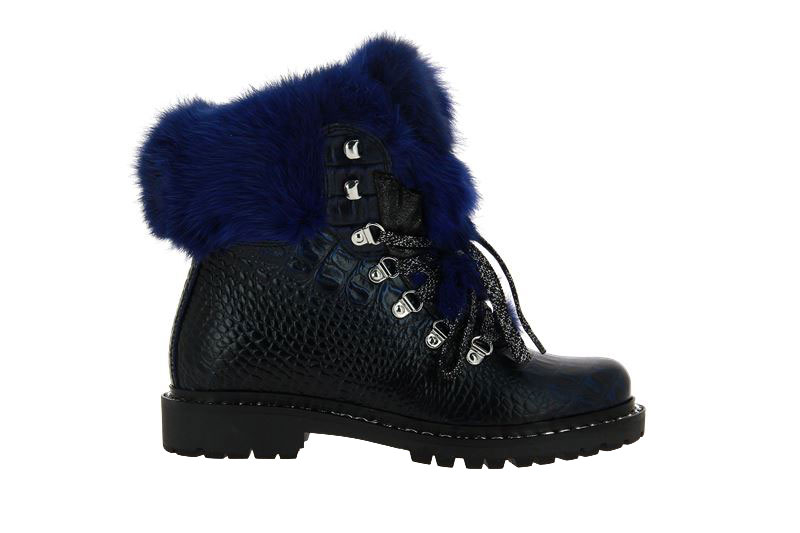 New Italia Shoes gefüttert REPTIL-OPTIK LEDER BLAU (38)