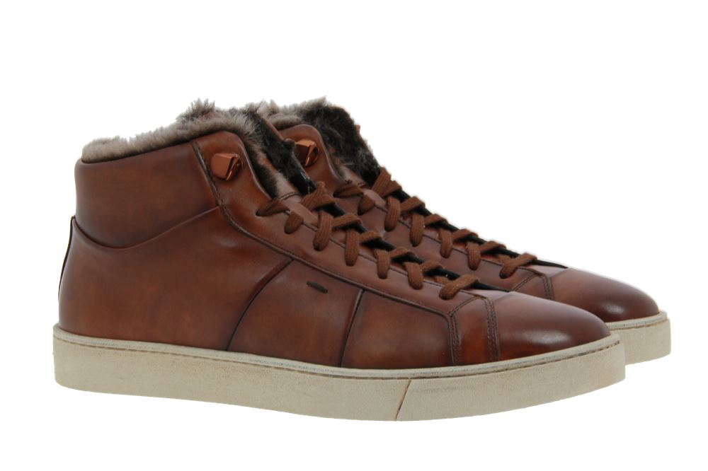 Santoni Sneaker gefüttert GLATTLEDER COGNAC (44)