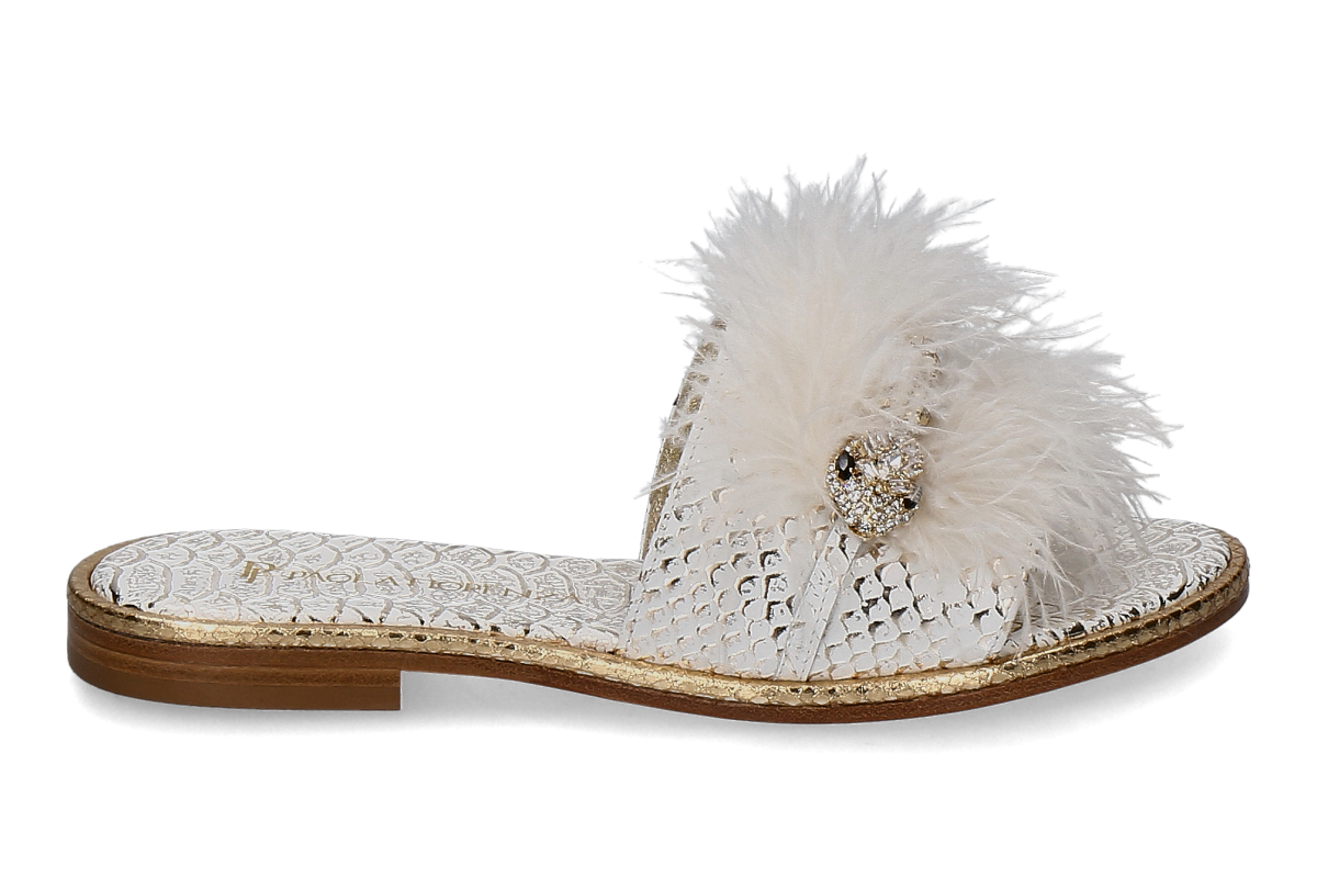 Paola Fiorenza Pantolette SNAKE SLIDER- bianco/ gold