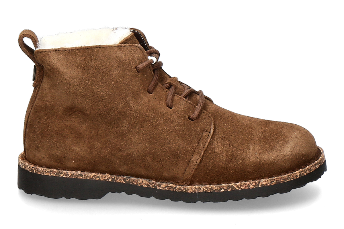 Birkenstock Damen- Schnürbootie gefüttert UPPSALA SCHMAL SHEARLING- dark tea/ braun