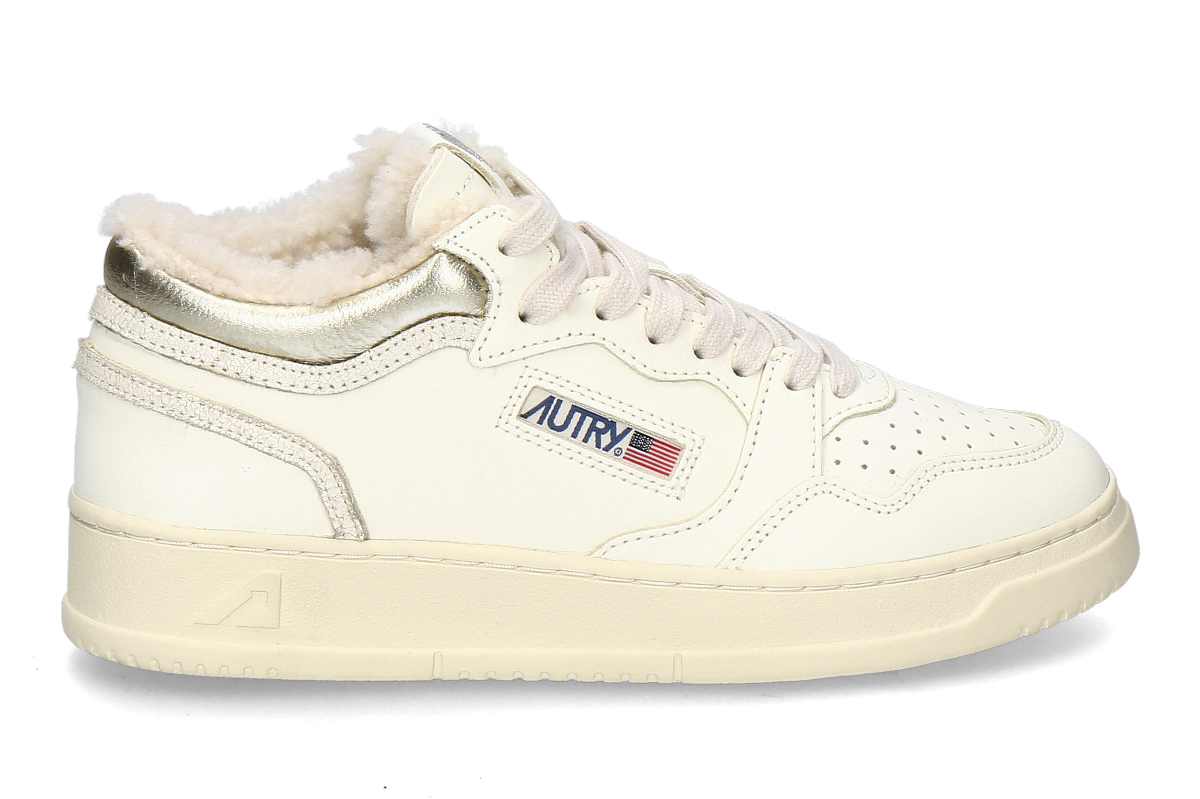 Autry Damen-Sneaker gefüttert MED-WAY LEATHER/CRACK/SHEARLING KX10- platin/marsh