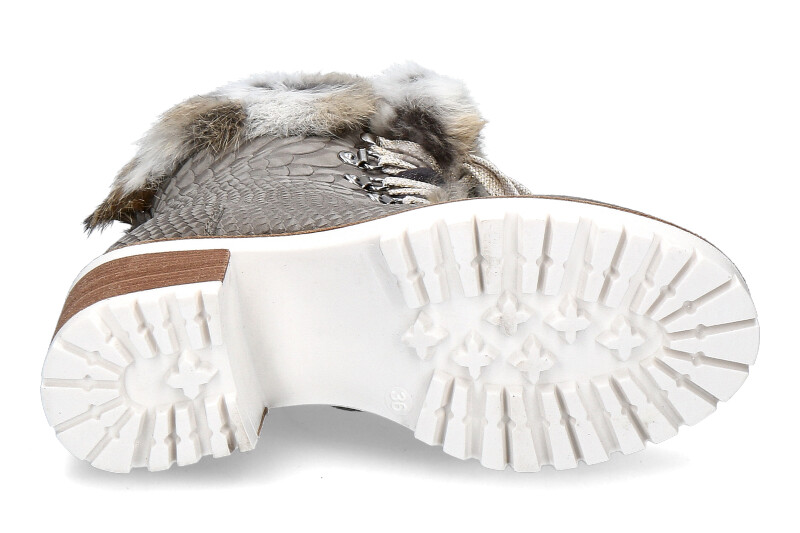 New Italia Shoes gefüttert REPTIL-OPTIK LEDER STEINFARBE  (36)