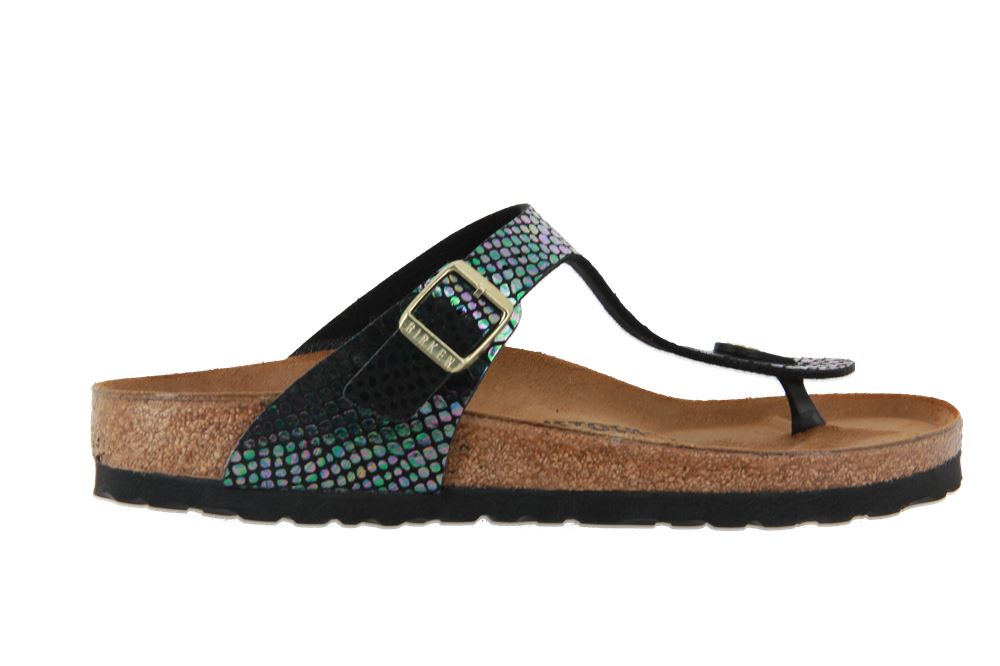 Birkenstock Pantolette GIZEH NORMAL SHINY SNAKE BLACK MULTI (39)