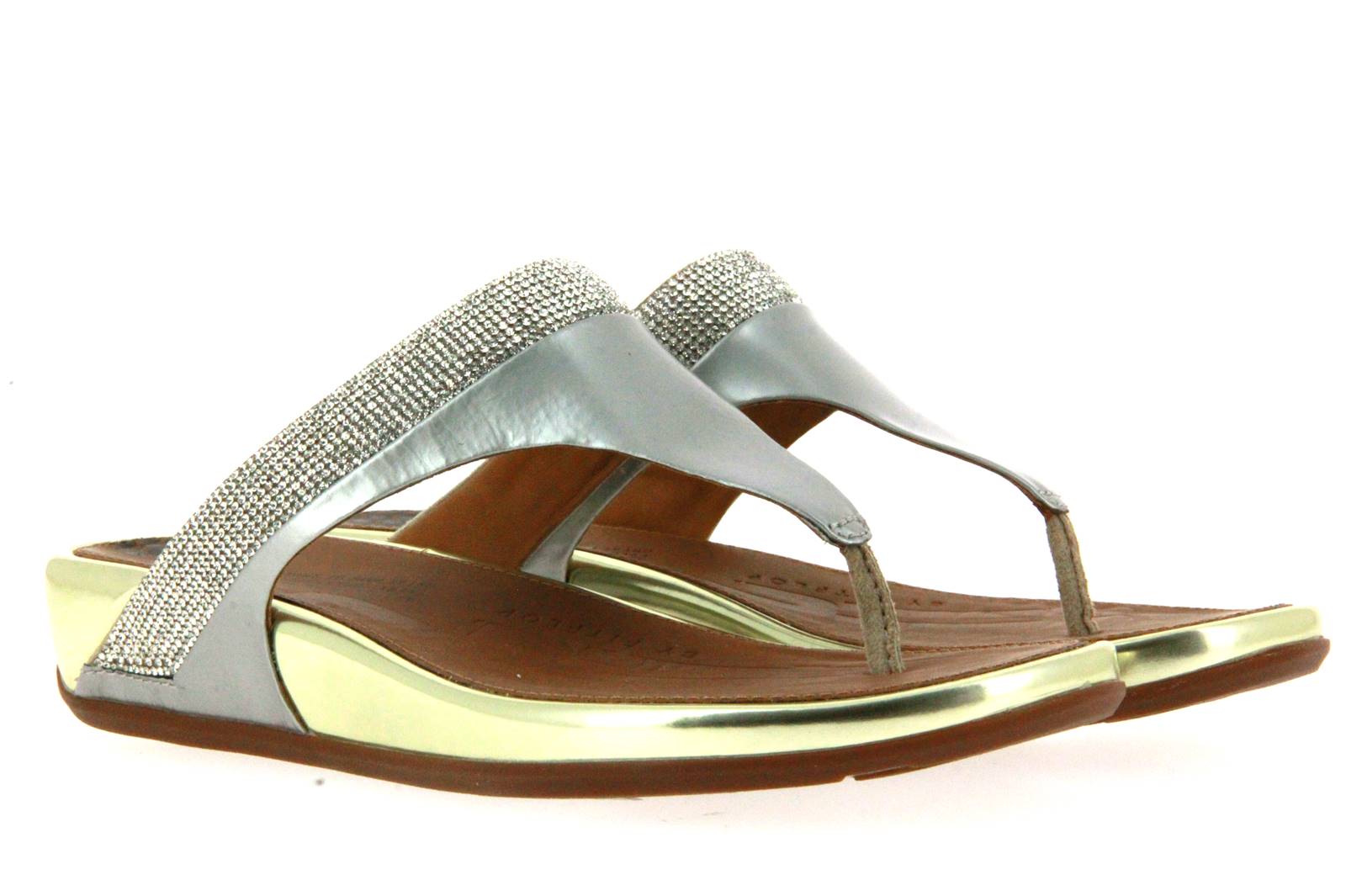 Fitflop Pantolette BANDA MICRO-CRYSTAL TOE-POST PALE GOLD (37 )