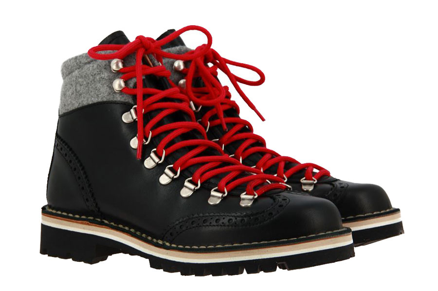 Dirndl + Bua Schnürstiefelette NAPPA LODEN SCHWARZ STEIN (37 )