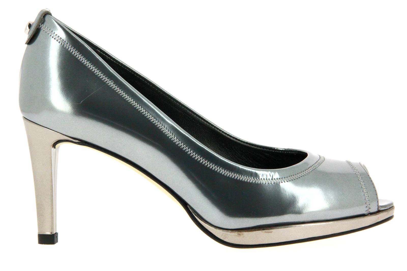 Stuart Weitzman Peeptoe ANNABELLE ARGENTO METAL MIRROR  (35)