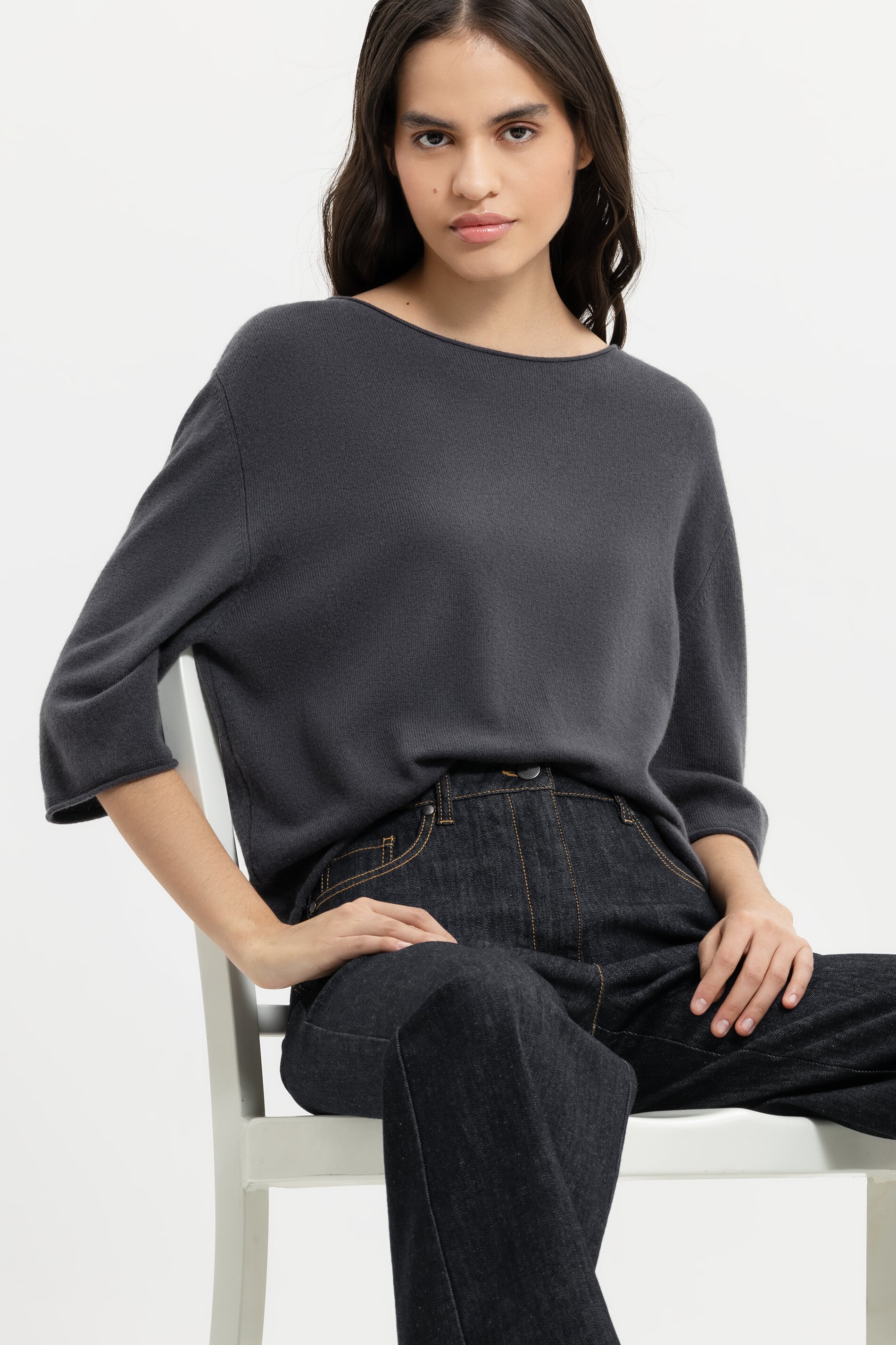 Luisa Cerano Pullover KASCHMIR MIX - bluish grey / blaugrau
