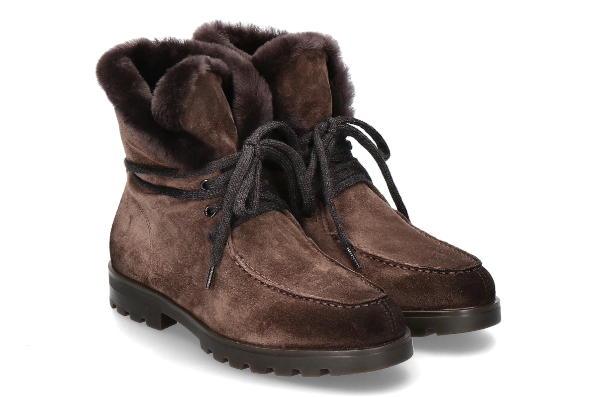 Santoni Damen- Stiefelette gefüttert DETR CAMOSCIO- dunkelbraun