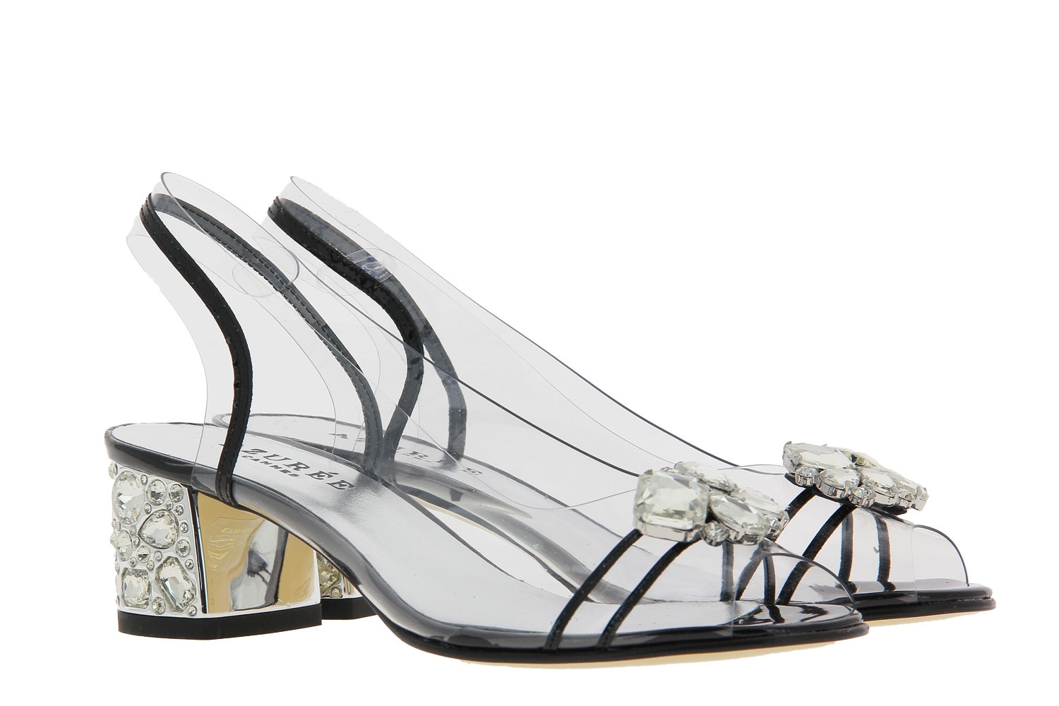 Azuree Cannes Sandale NULACO VERNIS NOIR MOTIF CRISTAL (37 )