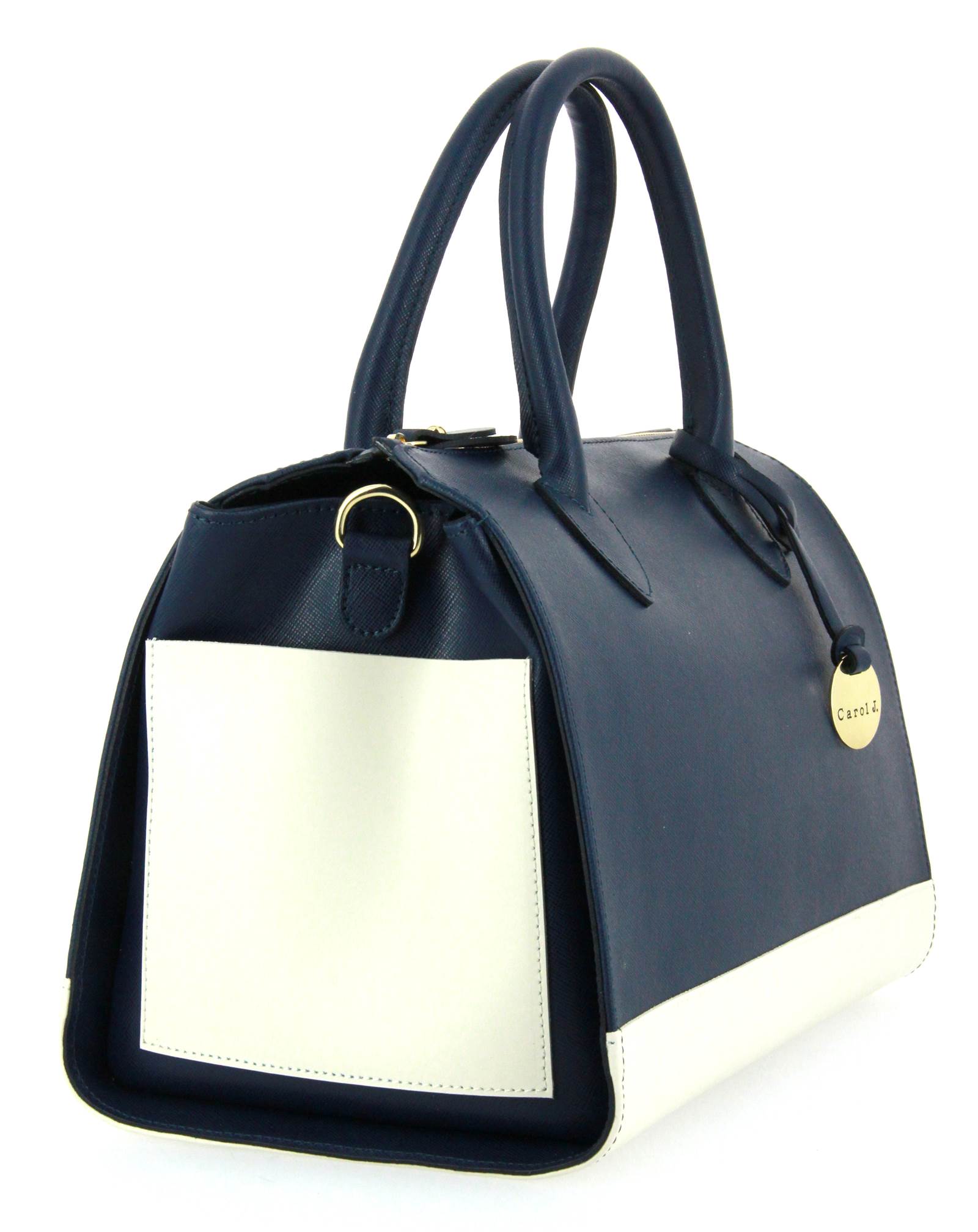 Carol J. Handtasche SAFFIANO BLUE BIANCO