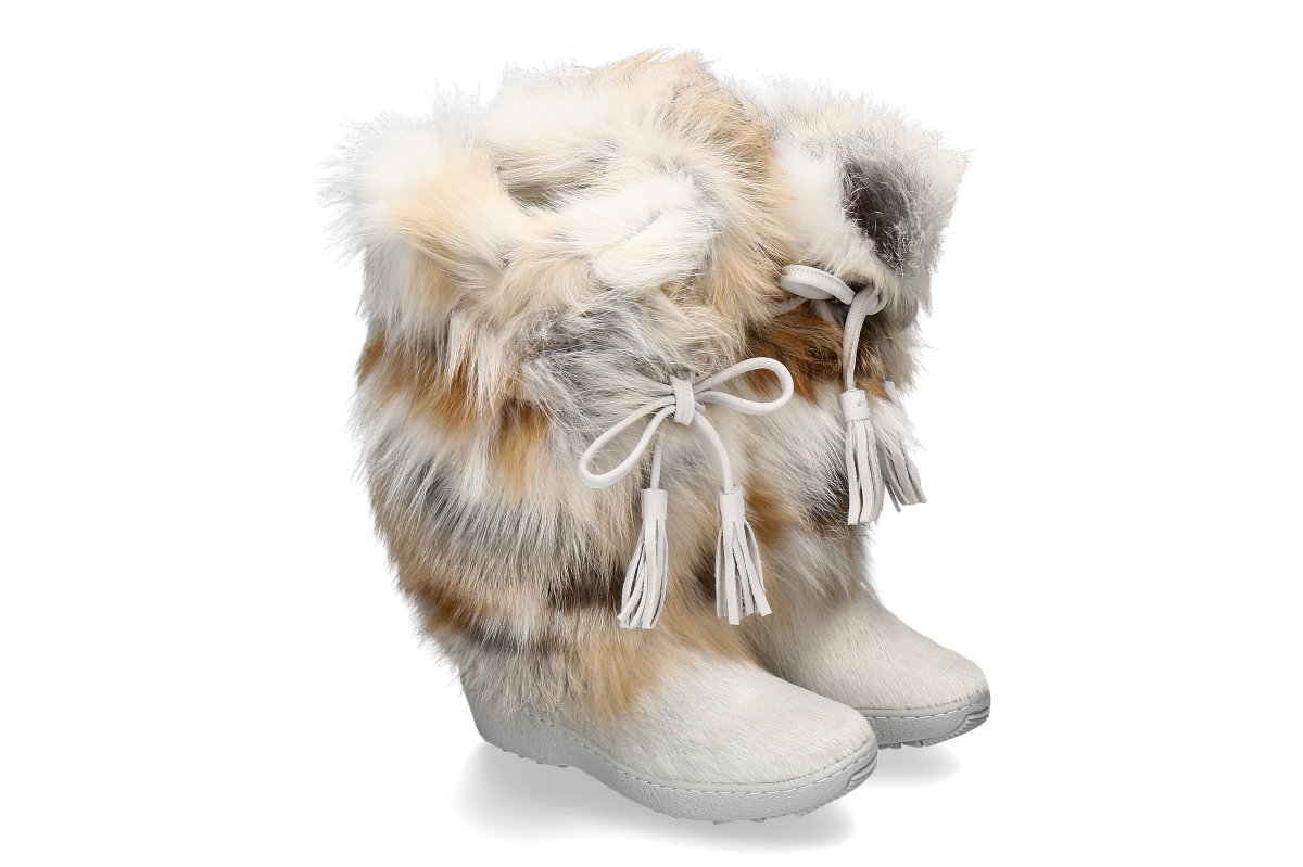 Oscar Sport Damen- Fellstiefel VOLPE GOLDEN- beige/ white/ brown