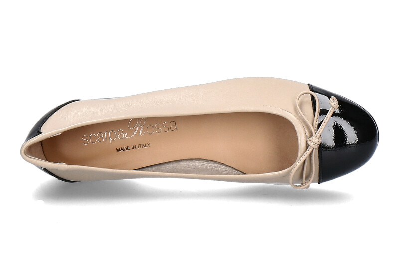 Scarparossa by Lorbac Ballerina MOLLY NAPPA VERNICE- nude/ nero