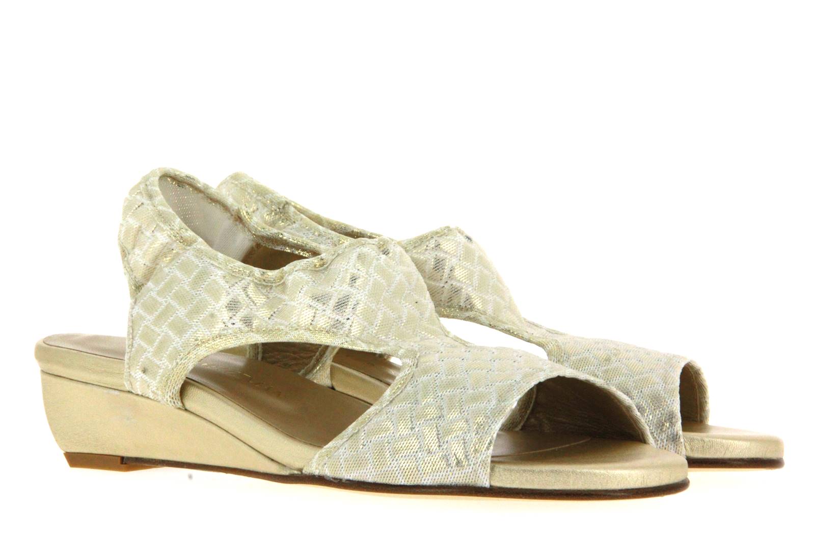 Stuart Weitzman Sandale GIVER PALE GOLD WEAVE STRETCH (36)