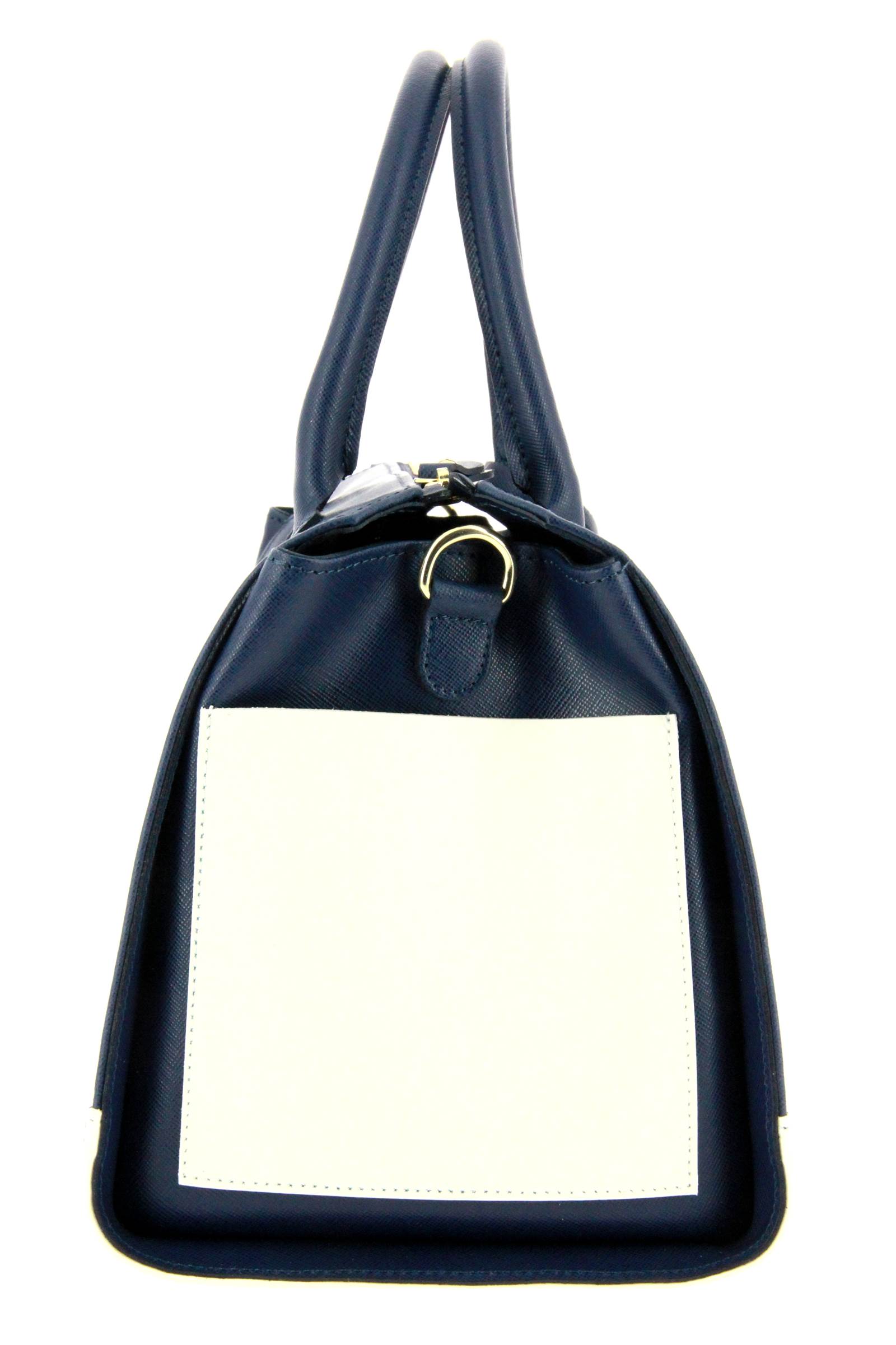 Carol J. Handtasche SAFFIANO BLUE BIANCO