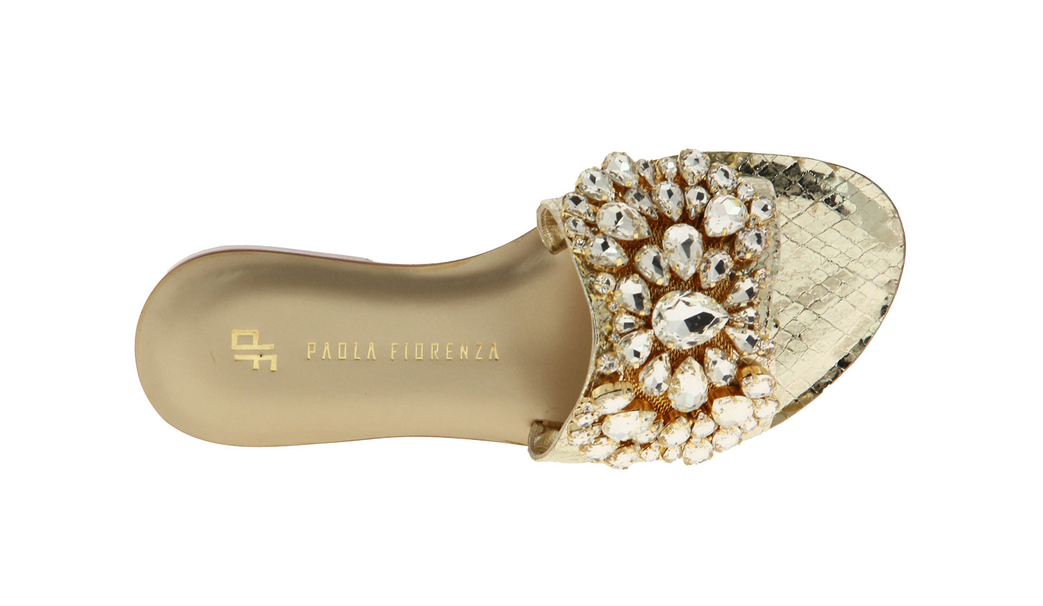 Paola Fiorenza Pantolette CRYSTAL BIANCO GOLD (39)