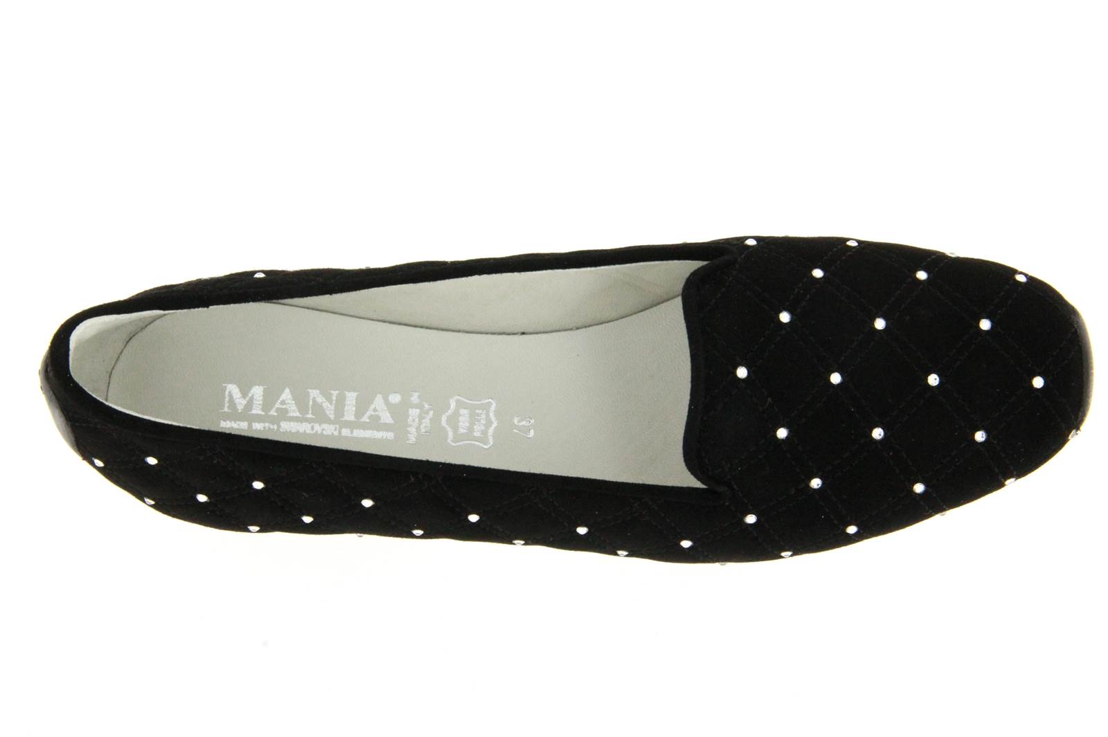 Mania Ballerina im Pantoffelschnitt CAMOSCIO NERO SWAROVSKI (37 )