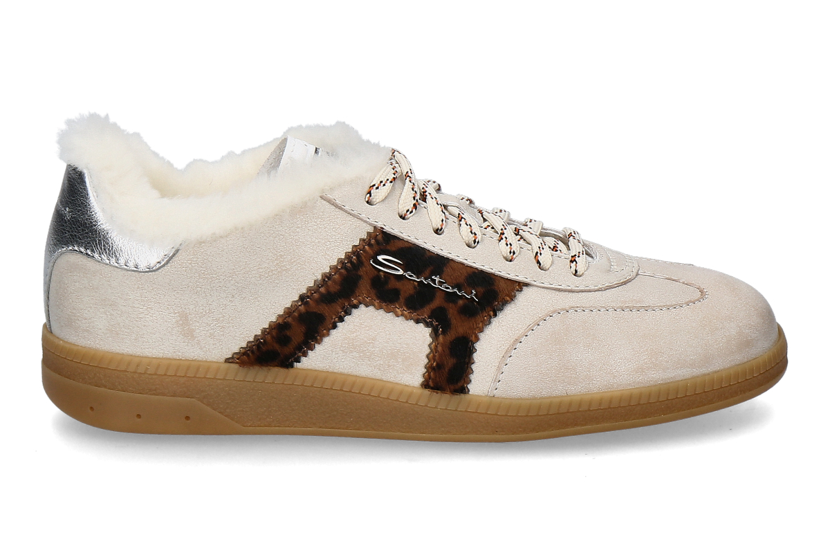 Santoni Damen- Sneaker gefüttert OLY NAPPA PONY-  beige/ silber