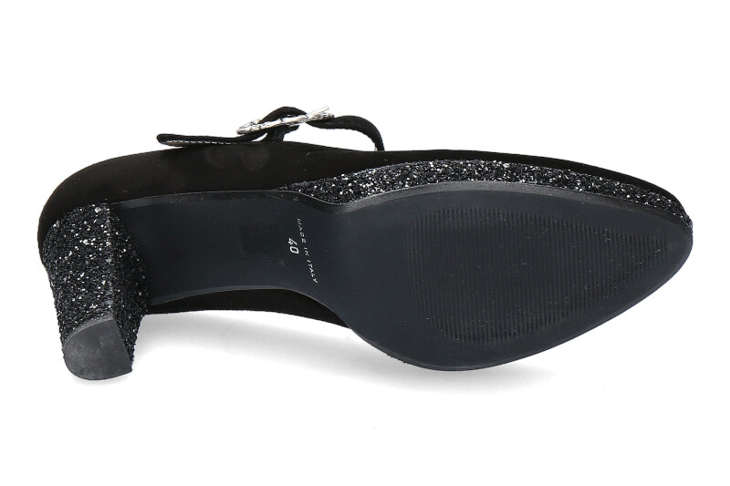 dirndl + bua Spangenpumps ZIEGENVELOUR GLITTER SCHWARZ (39½) dirndl + bua Spangenpumps ZIEGENVELOUR GLITTER SCHWARZ (39½)