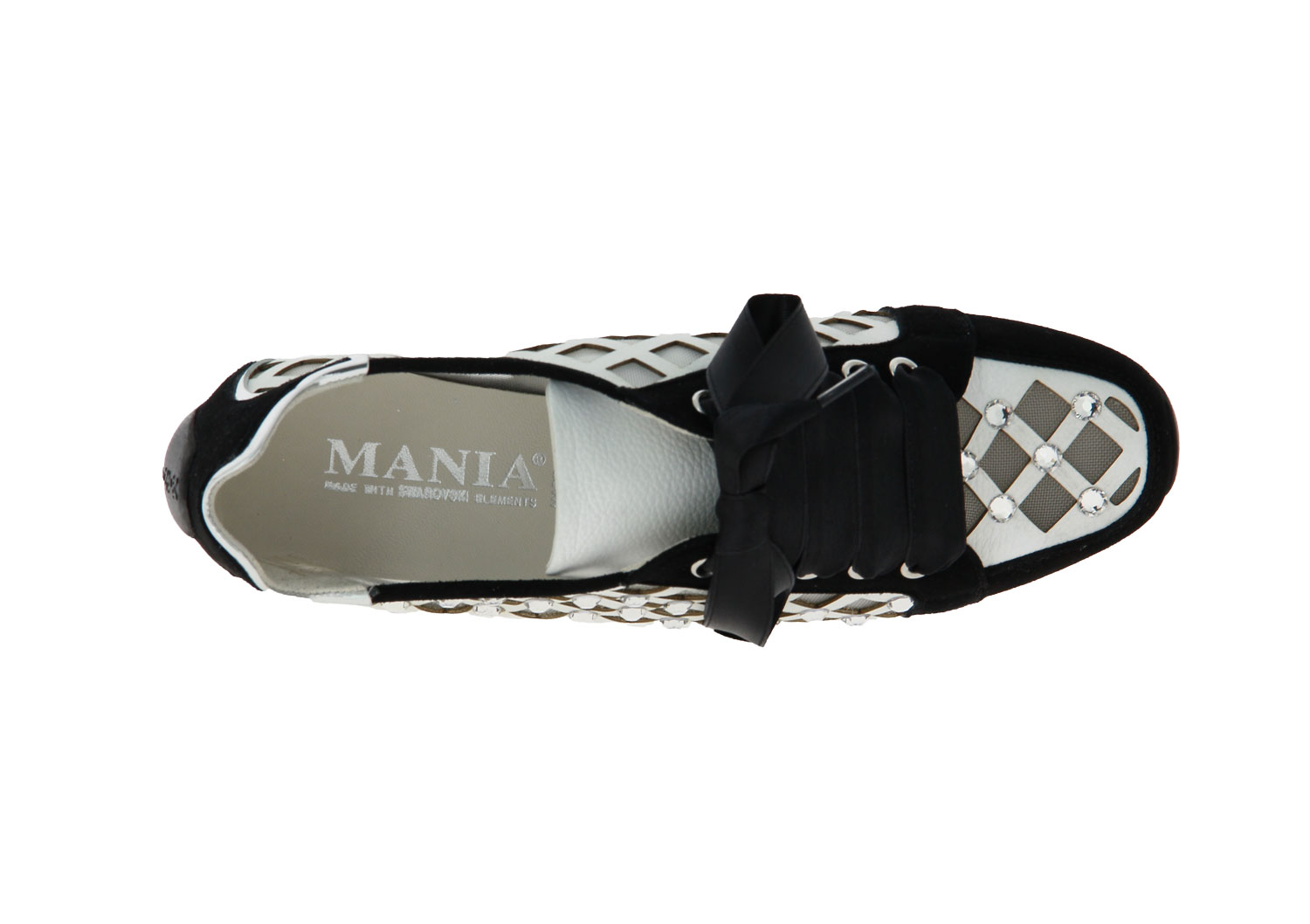 Mania Schnürer CAMOSCIO NERO BIANCO ARGENTO (39)