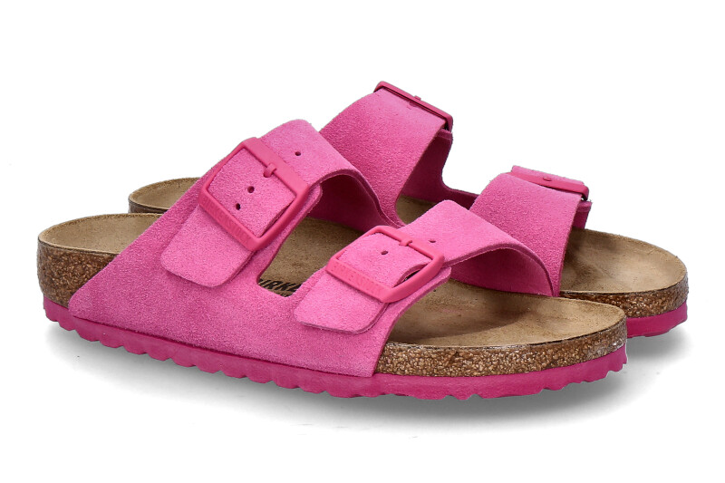 Birkenstock Pantolette ARIZONA SCHMAL Veloursleder fuchsia tulip